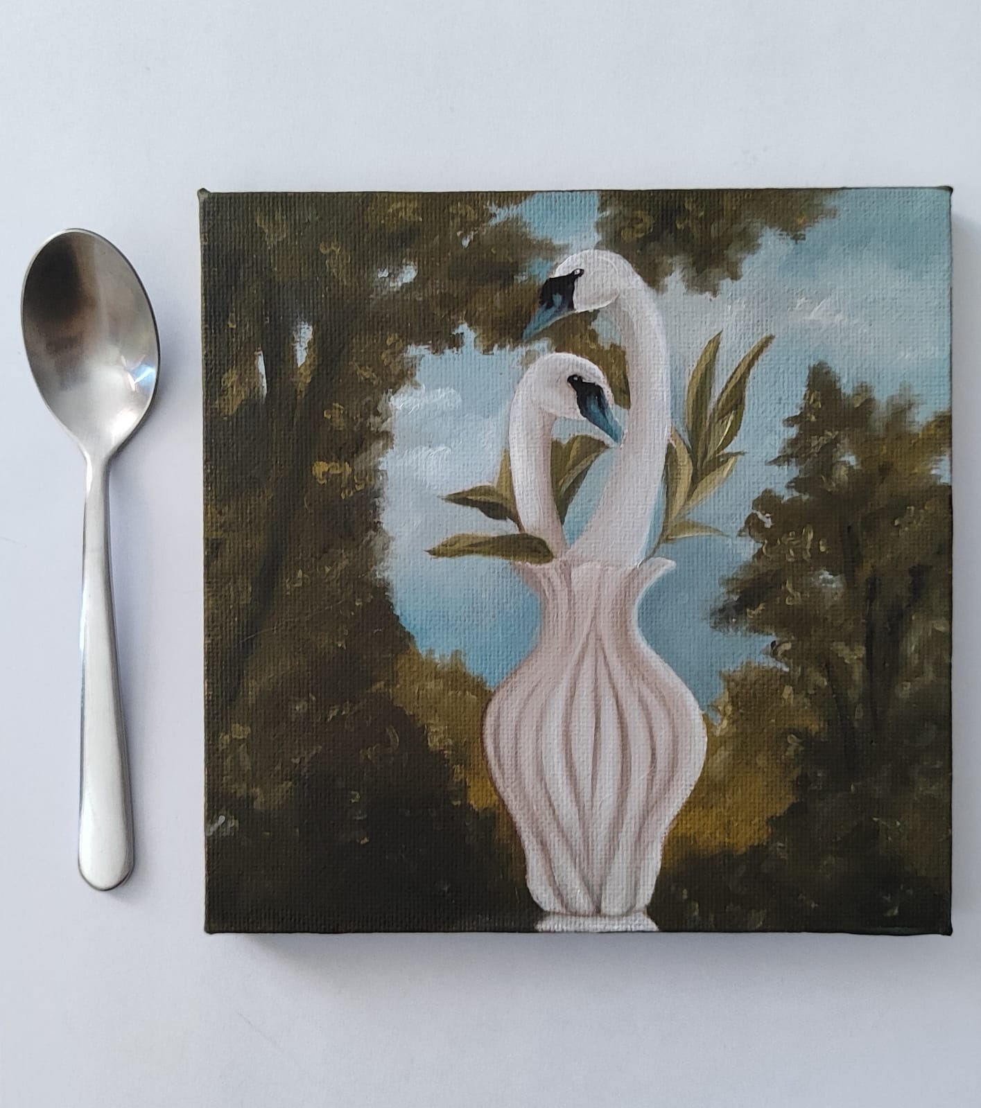 Cigni in vaso - Cabinet Painting