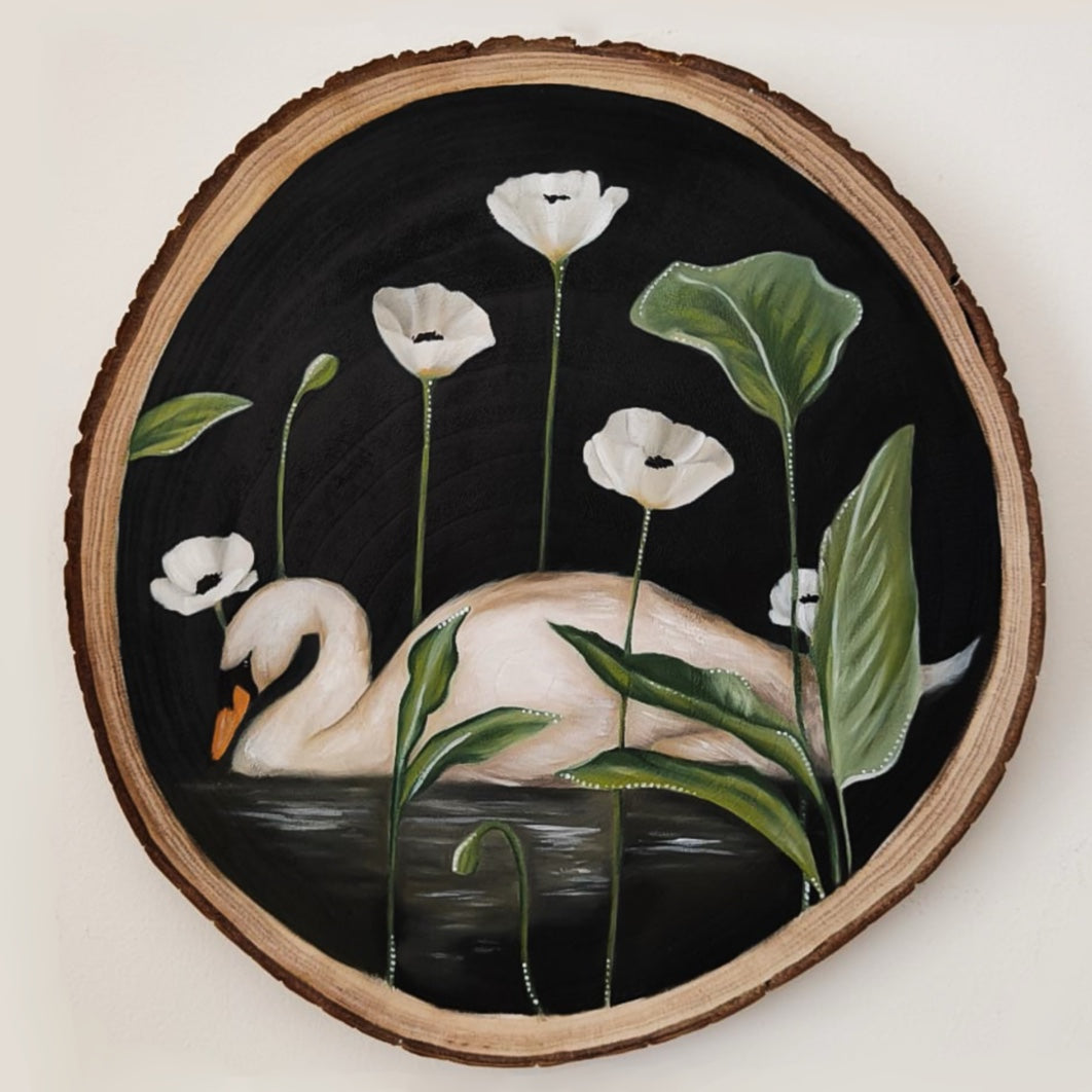 Notturno con papaveri - Legno naturale