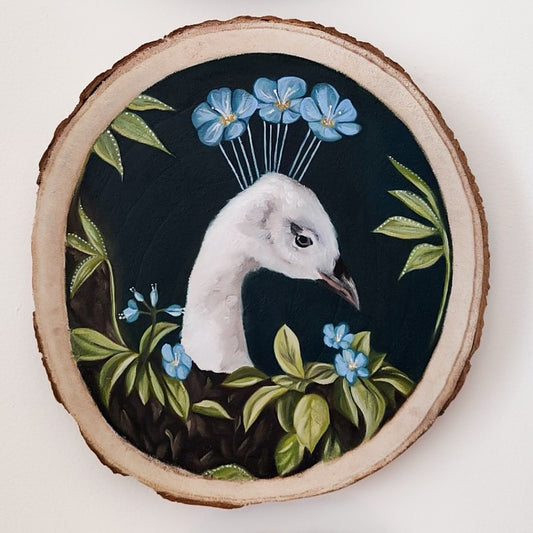 Pavone Albino - Legno naturale